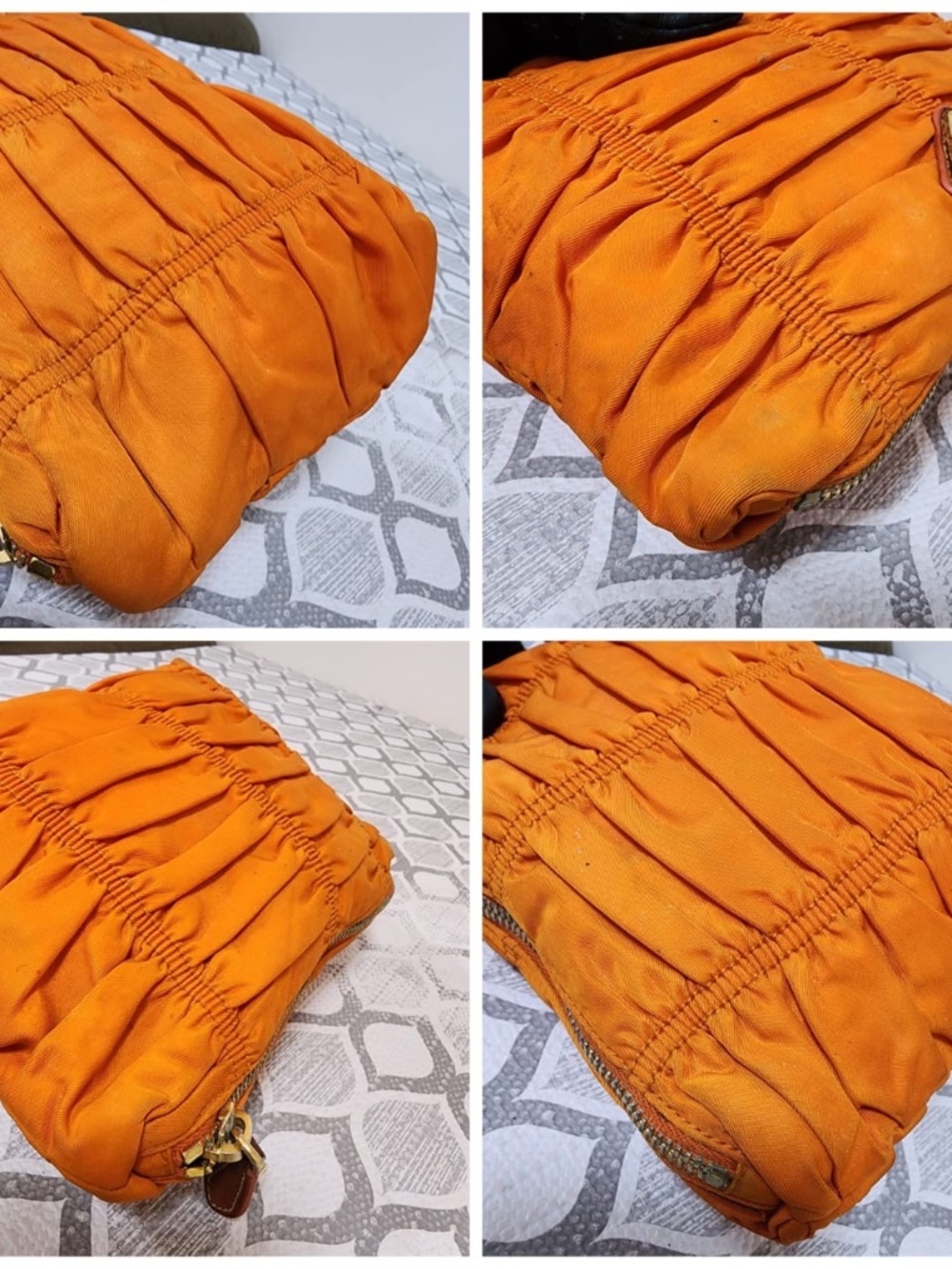 Authentic Prada Tessuto Gaufre Nylon Clutch Orange - Picture 9 of 14
